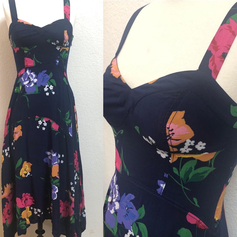 Maeve Anthropologie Blue floral sundress size 2